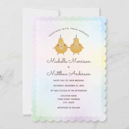 Modern Elegant Perfect Pear Cute Whimsical Wedding Invitation