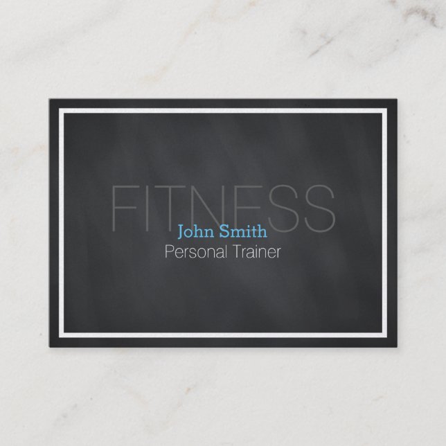 Modern Elegant Personal Fitness Trainer Chalkboard Business Card (Front)