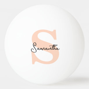 Modern Elegant Personalised Pink Monogram Initial Ping Pong Ball