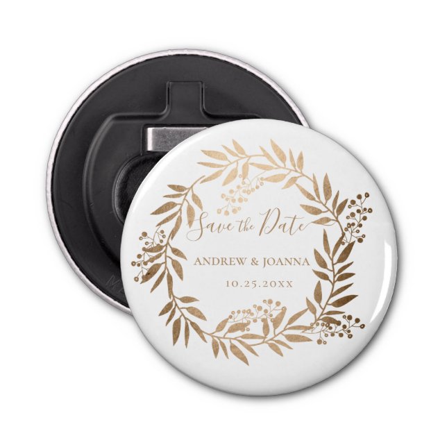 Modern Elegant Personalized Gold Monogram Bottle Opener (Front)