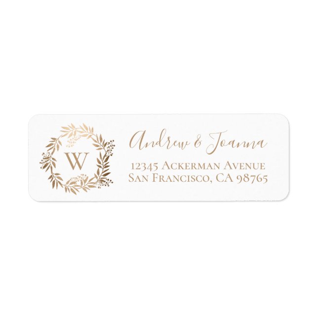 Modern Elegant Personalized Gold Monogram Label (Front)