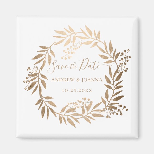 Modern Elegant Personalized Gold Monogram Magnet (Front)