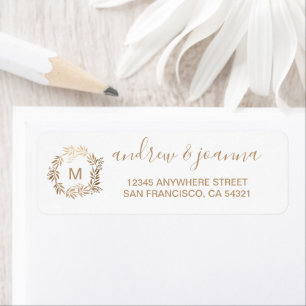 Modern Elegant Personalized Gold Monogram Return Label