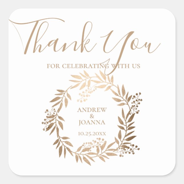 Modern Elegant Personalized Gold Monogram Square Sticker (Front)