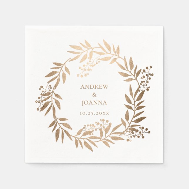 Modern Elegant Personalized Gold Monogram Wedding Napkins (Front)