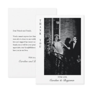 Modern Elegant Personalized Message Photo Wedding Thank You Card