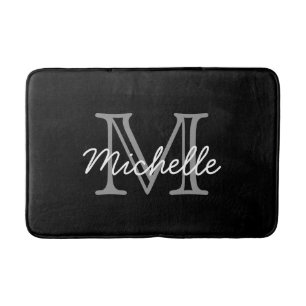Modern Elegant Personalized Name Monogrammed Bath Bath Mat