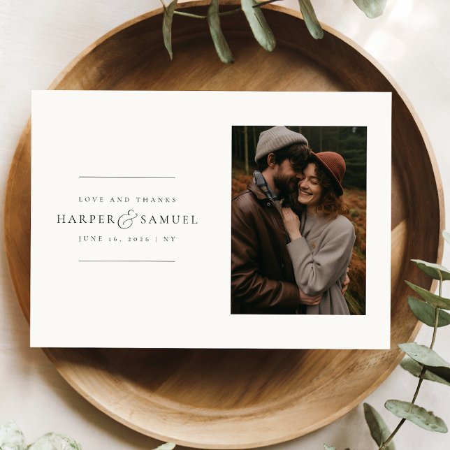 Modern Elegant Personalized Photo Wedding Thank You Card (Creator Uploaded)