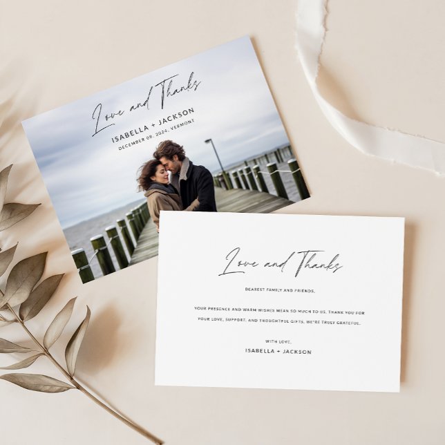 Modern Elegant Personalized Photo Wedding Thank You Card (Creator Uploaded)