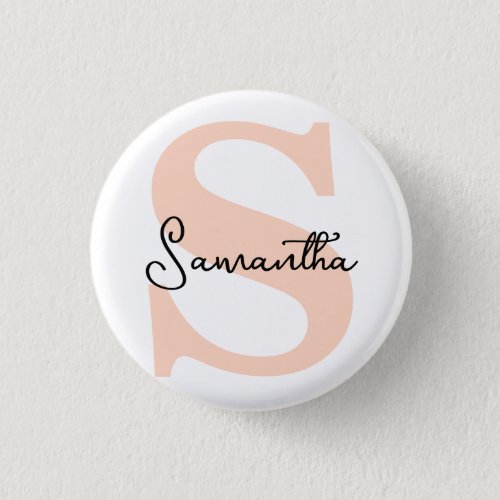 Modern Elegant Personalized Pink Monogram Initial Button