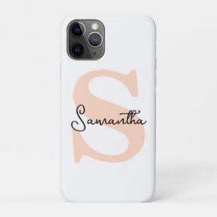 Modern Elegant Personalized Pink Monogram Initial iPhone 11 Pro Case