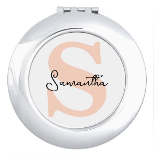 Modern Elegant Personalized Pink Monogram Initial Compact Mirror