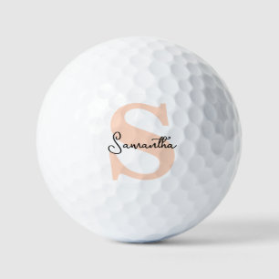 Modern Elegant Personalized Pink Monogram Initial Golf Balls