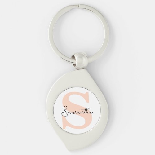 Modern Elegant Personalized Pink Monogram Initial Keychain