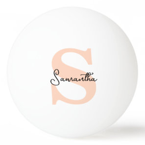 Modern Elegant Personalized Pink Monogram Initial Ping Pong Ball
