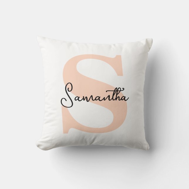 Modern Elegant Personalized Pink Monogram Initial Throw Pillow (Front)