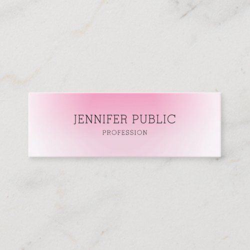 Modern Elegant Personalized Pink White Template Mini Business Card
