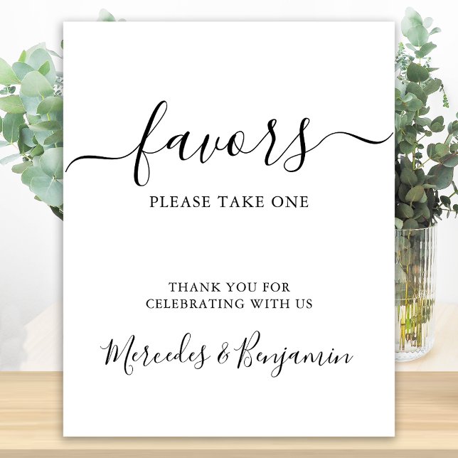 Modern Elegant Personalized Wedding Favors Table Poster (Creator Uploaded)