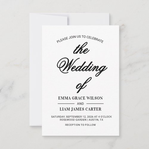 Modern Elegant Personalized Wedding Invitation
