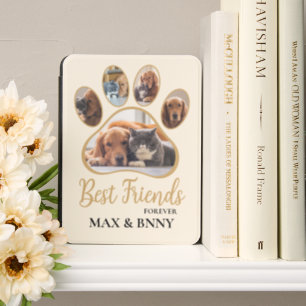 Modern Elegant Pet Photo Paw Print Collage Kindle Cover
