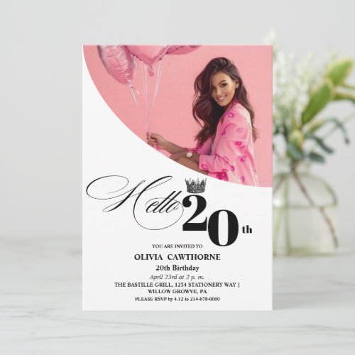 Modern Elegant Photo 20th Birthday Party