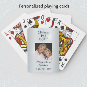 Modern Elegant Photo 60th Anniversary Party Favor Poker Cards