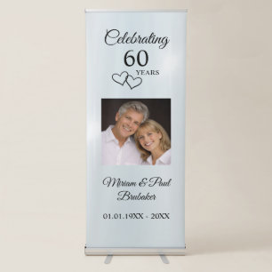 Modern Elegant Photo 60th Anniversary Party Retractable Banner