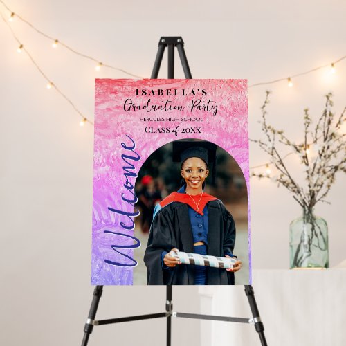 Modern Elegant Photo Arch Graduation Welcome Sign