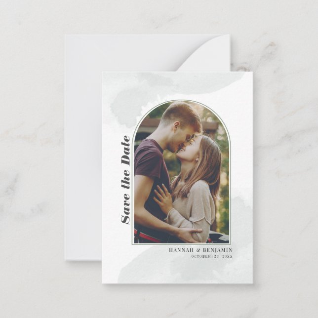 Modern Elegant Photo Blush Save The Date Note Card (Front)