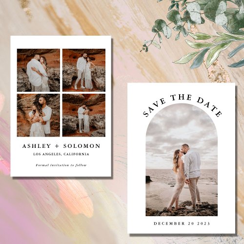 Modern Elegant Photo Boho  Wedding Simple  Save Th Save The Date