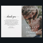 Modern Elegant Photo Budget Folded Wedding Program<br><div class="desc">Minimalist photo budget folded wedding program with a simple design featuring "welcome to our wedding" along with your names,  date and location over your favorite picture.  Accent words are in an elegant handwritten script with swashes.  These modern and chic wedding programs coordinate well with any style of wedding.</div>