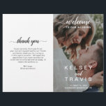 Modern Elegant Photo Budget Folded Wedding Program<br><div class="desc">Minimalist photo budget folded wedding program with a simple design featuring "welcome to our wedding" along with your names,  date and location over your favorite picture.  Accent words are in an elegant handwritten script with swashes.  These modern and chic wedding programs coordinate well with any style of wedding.</div>