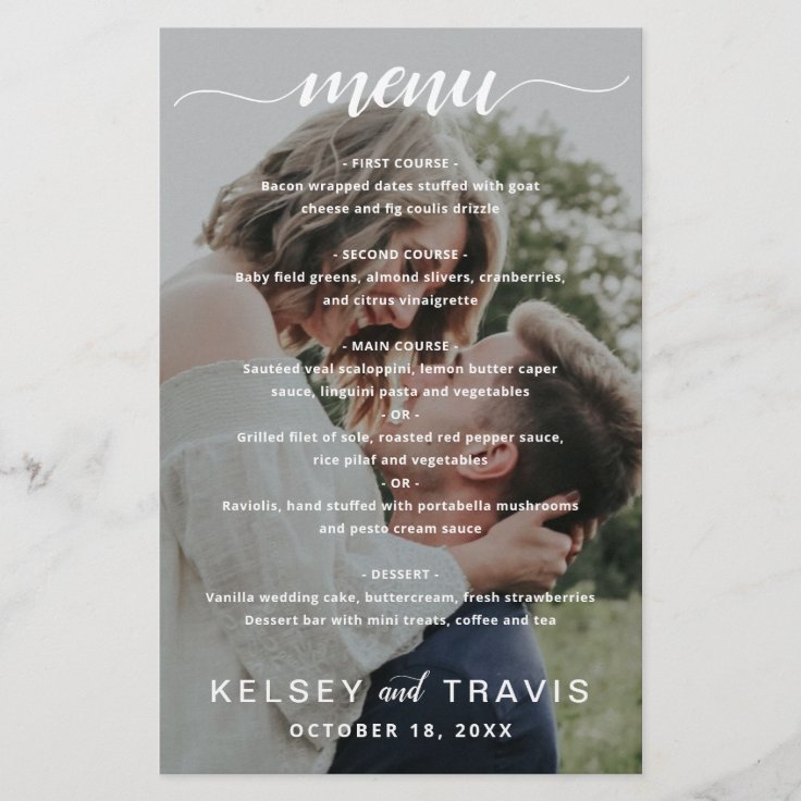 Modern Elegant Photo Budget Wedding Menu Zazzle