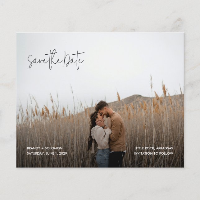 Modern Elegant Photo Budget Wedding Save the Date Flyer (Front)