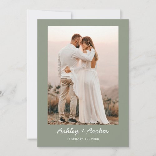 Modern Elegant Photo Calendar Sage Wedding Simple Save The Date