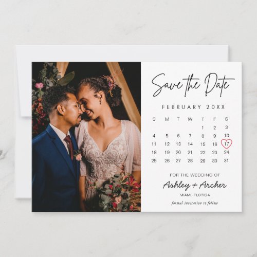 Modern Elegant Photo Calendar White Wedding Simple Save The Date
