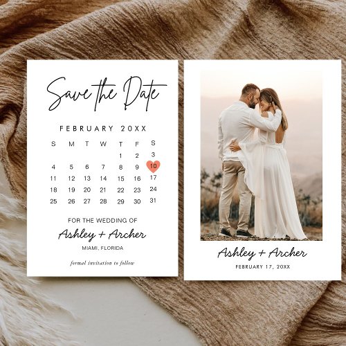 Modern Elegant Photo Calendar White Wedding Simple Save The Date