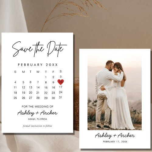 Modern Elegant Photo Calendar White Wedding Simple Save The Date