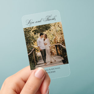 Modern Elegant Photo Clear Wedding Thank You Favor Business Cards