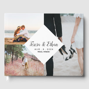 Modern Elegant Photo Collage and Name for Couples Guest Book