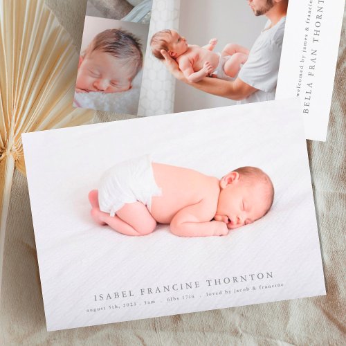 modern elegant photo collage baby birth  announcement