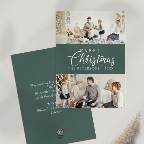 Modern Elegant Photo Collage Christmas Greeting Holiday Card