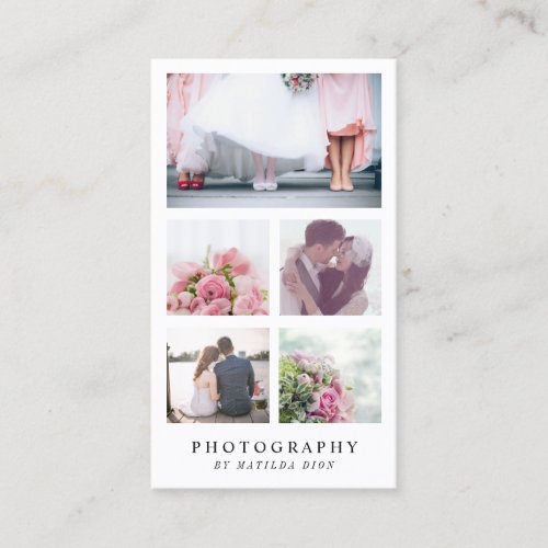 Modern elegant photo collage photographer business card