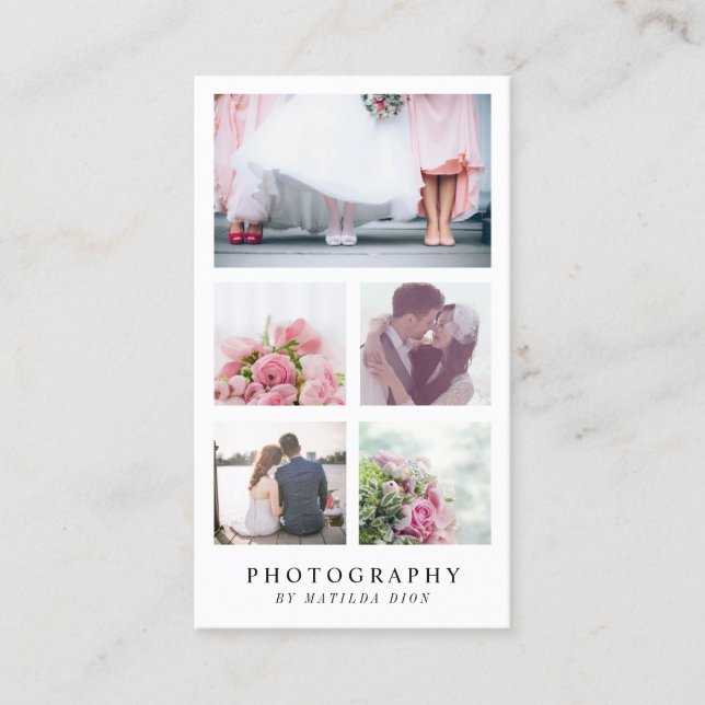 Modern elegant photo collage photographer business card (Front)