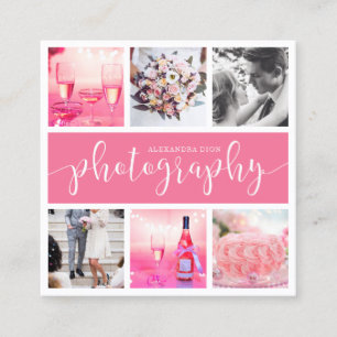 Modern elegant photo collage photography square business card