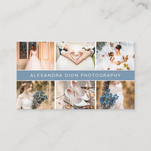 Modern elegant photo collage wedding photography business card