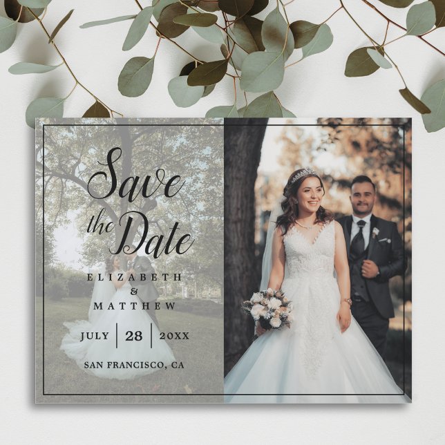 Modern Elegant Photo Collage Wedding Save The Date Magnetic Invitation (Creator Uploaded)