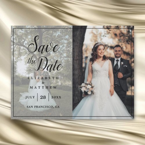 Modern Elegant Photo Collage Wedding Save The Date Magnetic Invitation
