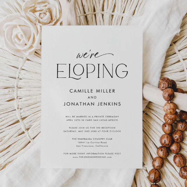 Modern Elegant Photo Elopement Reception Invitation