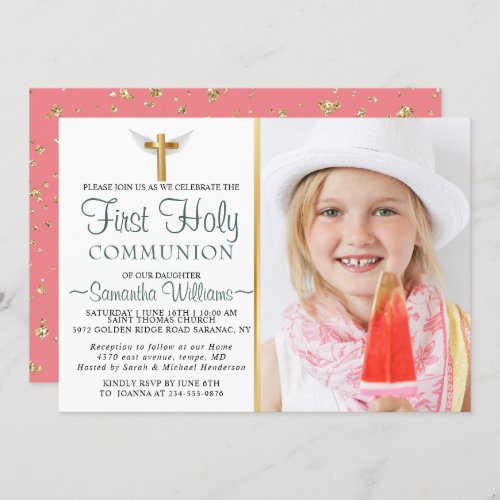 Modern Elegant Photo First Communion Invitation